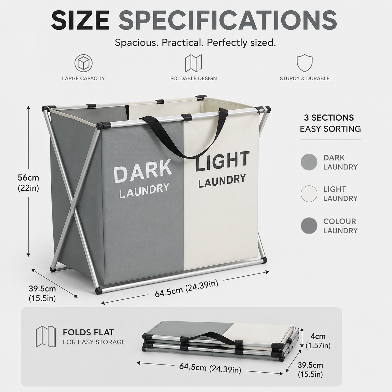 SortEase™ 2-Compartment Laundry Hamper