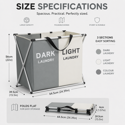 SortEase™ 2-Compartment Laundry Hamper
