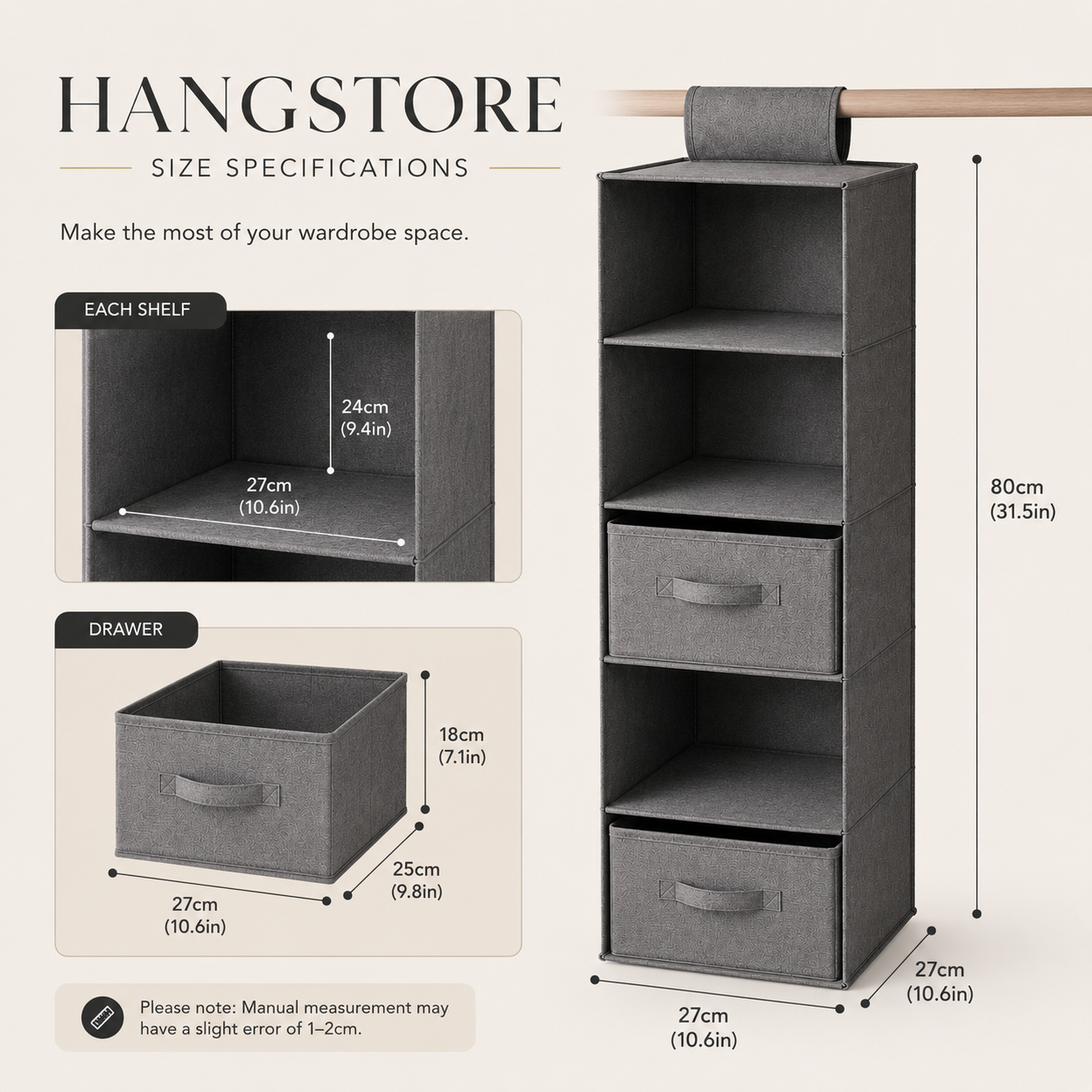 HangStore™ Hanging Wardrobe Organiser