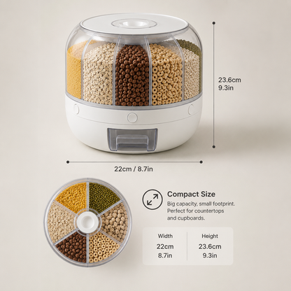 PantryCarousel™ Rotating 6-Compartment Cereal & Dry Food Dispenser