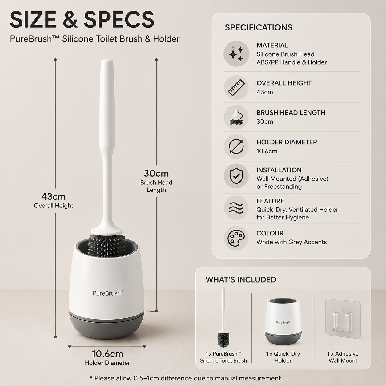 PureBrush™ Silicone Toilet Brush & Quick-Dry Holder