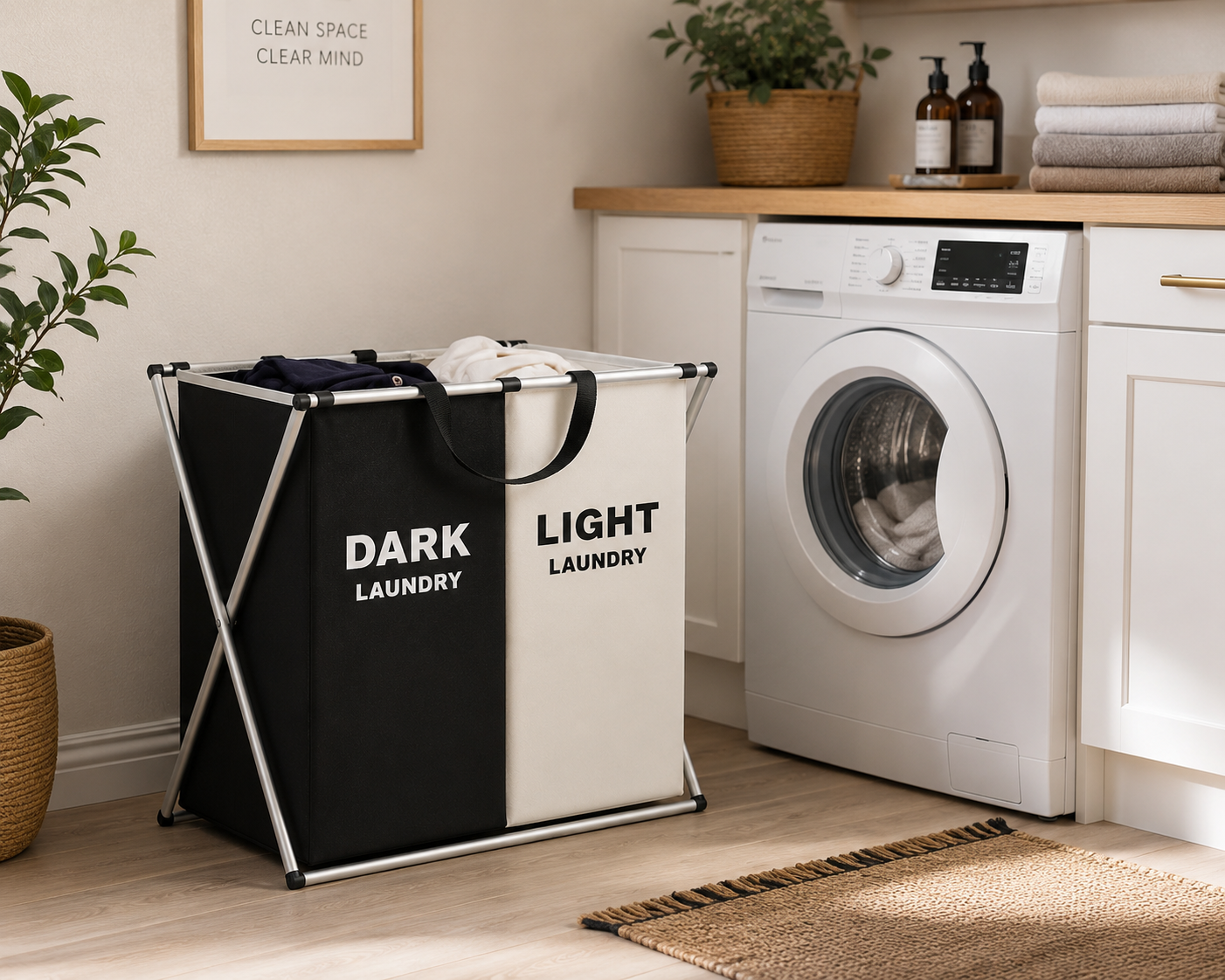 SortEase™ 2-Compartment Laundry Hamper