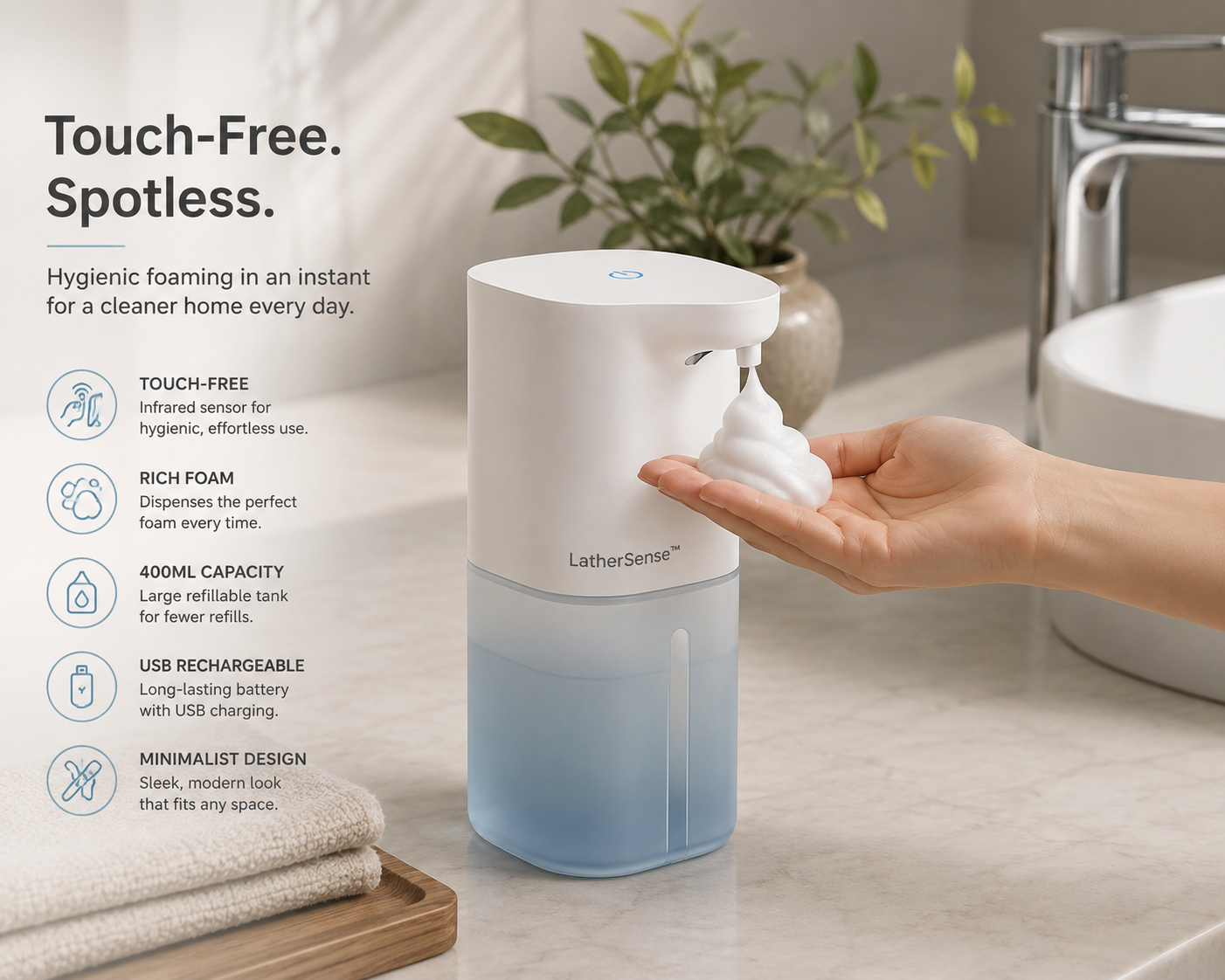 LatherSense™ Automatic Foam Soap Dispenser