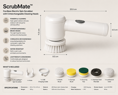 ScrubMate™
Cordless Electric Spin Scrubber