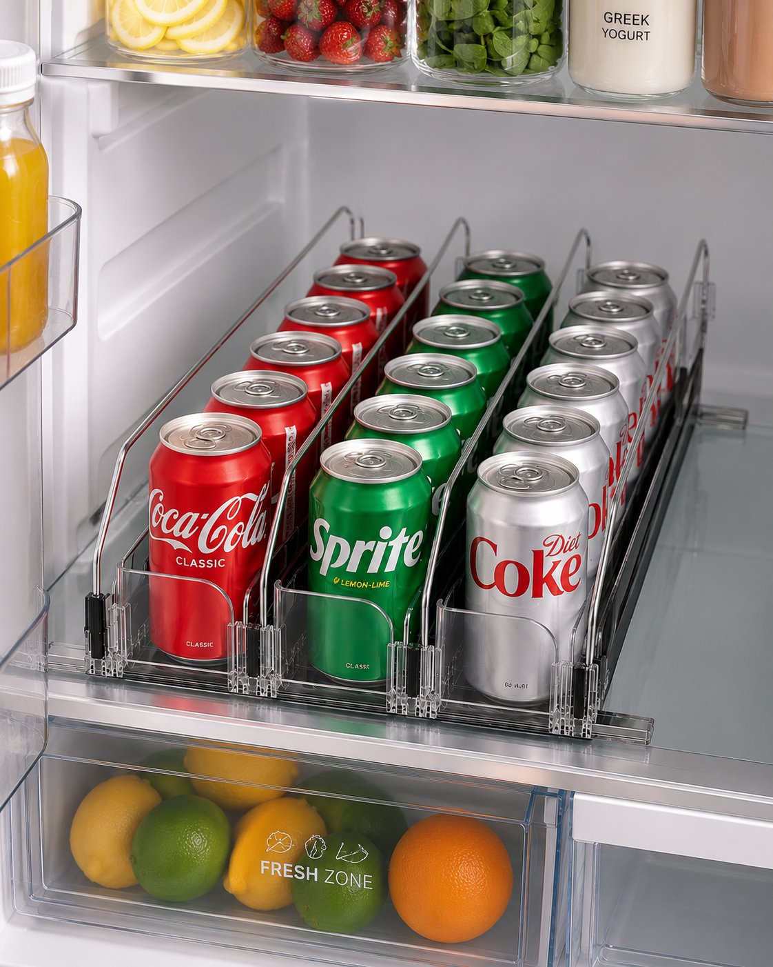 ChillFlow™ Adjustable Fridge Can Dispenser & Organizer