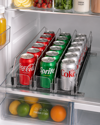 ChillFlow™ Adjustable Fridge Can Dispenser & Organizer