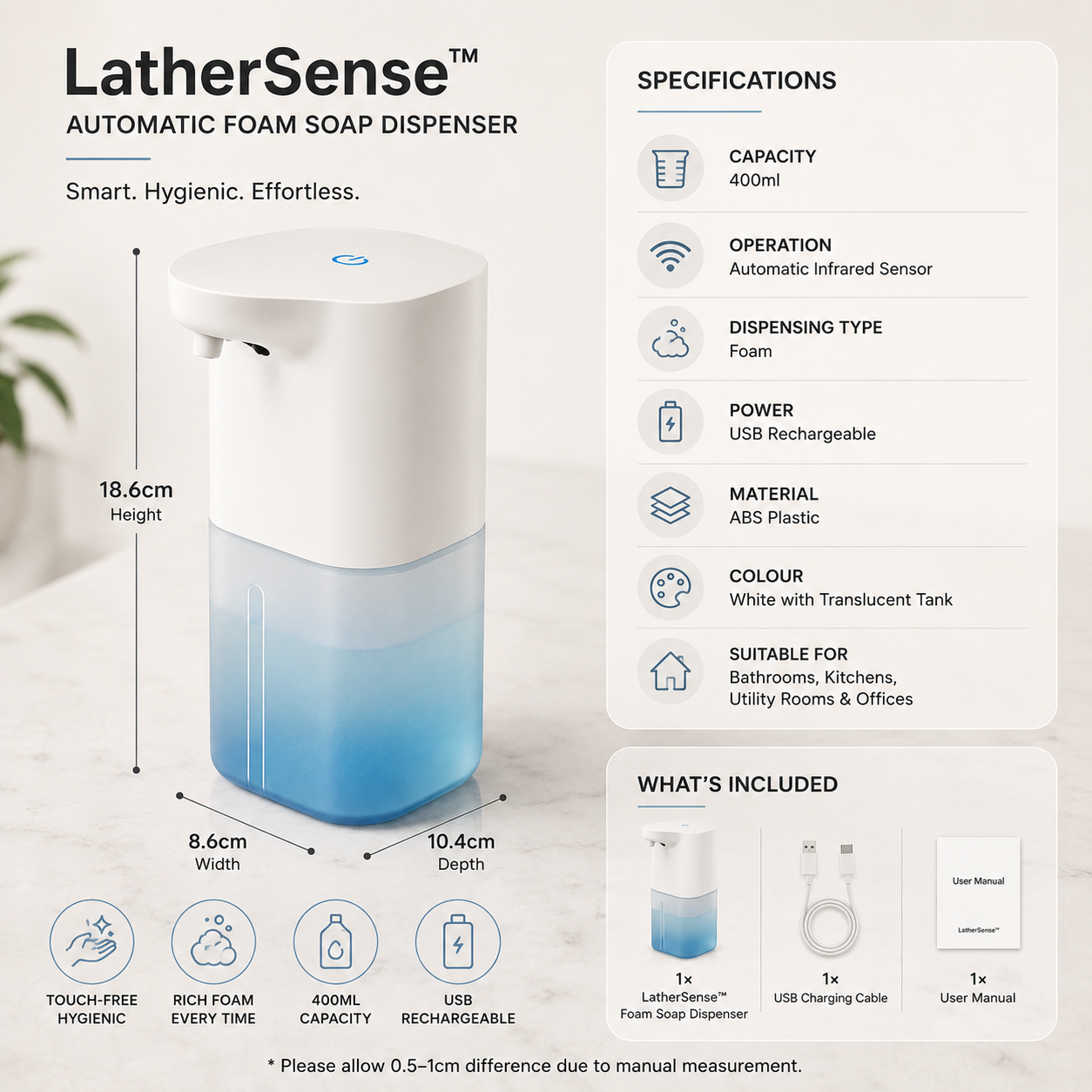 LatherSense™ Automatic Foam Soap Dispenser