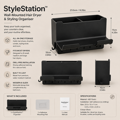 StyleStation™ Wall-Mounted Hair Dryer & Styling Organiser